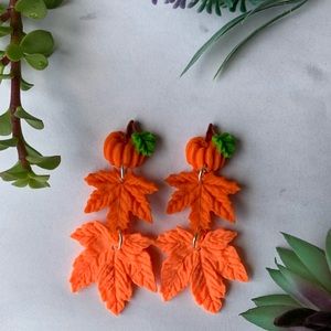 maple and pumpkin earrings | handmade jewelry | gift for her